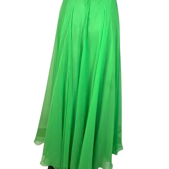Vintage 1970's Mike Benet Formals Green Halter Beaded Evening Gown Size 7 - Picture 9 of 12